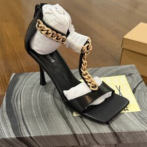 Jeffrey Campbell Black and Gold Chain Sandals